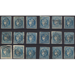 Bordeaux timbre de France N°45-46 lot de 18 exemplaires pour étude.