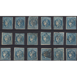 Bordeaux timbre de France N°45 lot de 18 exemplaires pour étude.