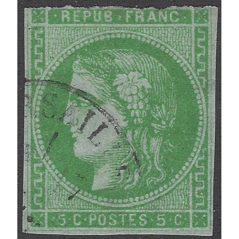 Bordeaux timbre de France N°42Bg vert oblitéré T17.