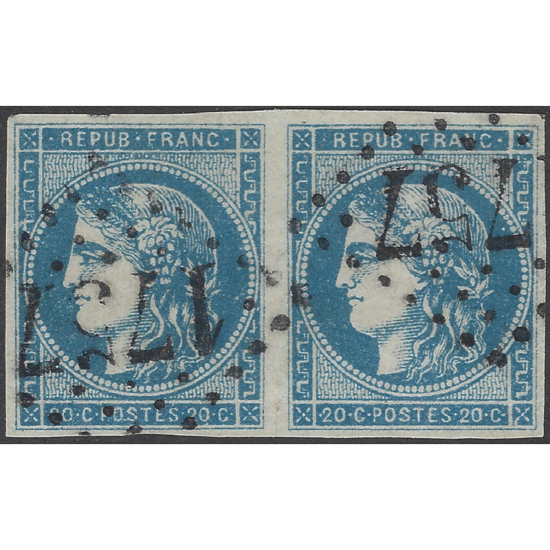 Bordeaux timbre de France N°45C paire oblitéré.