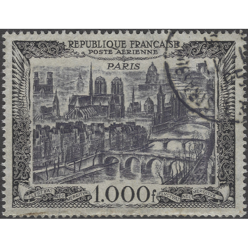 Timbre poste aérienne N°29 Paris oblitéré.