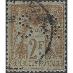 Sage timbre de France N°105 perforé oblitéré.