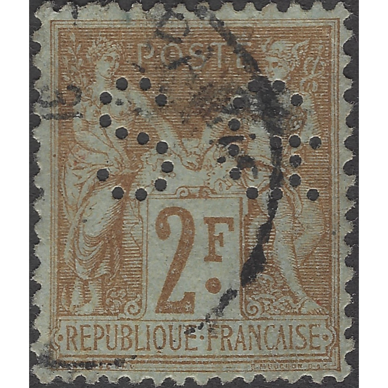 Sage timbre de France N°105 perforé oblitéré.