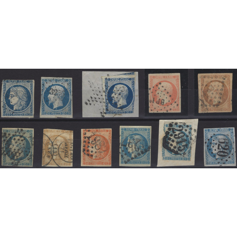 Classiques de France lot de 11 timbres non dentelés oblitérés.