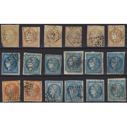 Classiques de France lot de 18 timbres non dentelés oblitérés.