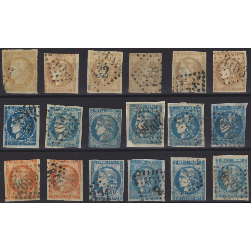 Classiques de France lot de 18 timbres non dentelés oblitérés.