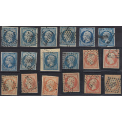 Classiques de France lot de 18 timbres non dentelés oblitérés.