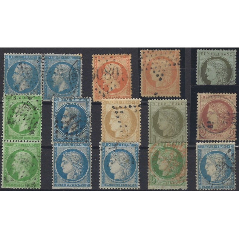 Classiques de France lot de 13 timbres dentelés neufs et oblitérés.