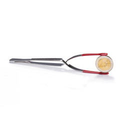 Pincette professionnelle plastifiée pour manipuler les pièces de monnaie.