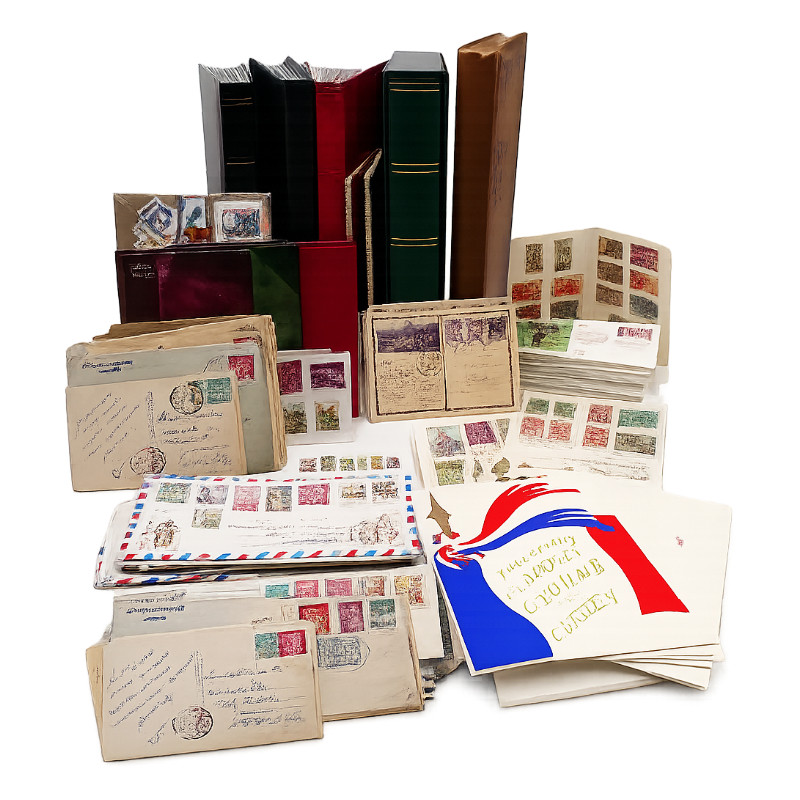 Vrac philatélique de timbres du monde neufs et oblitérés en un carton.