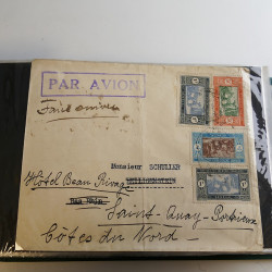 Lot de lettres, entiers postaux de colonies françaises et monde en un album.