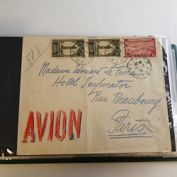 Lot de lettres, entiers postaux de colonies françaises et monde en un album.