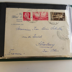Lot de lettres, entiers postaux de colonies françaises et monde en un album.