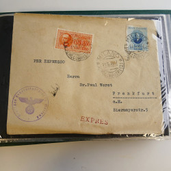 Lot de lettres, entiers postaux de colonies françaises et monde en un album.