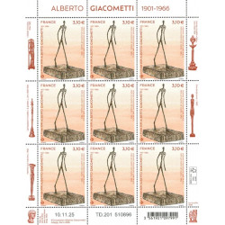 Timbre Alberto Giacometti en feuillet de France N°F210 neuf**.