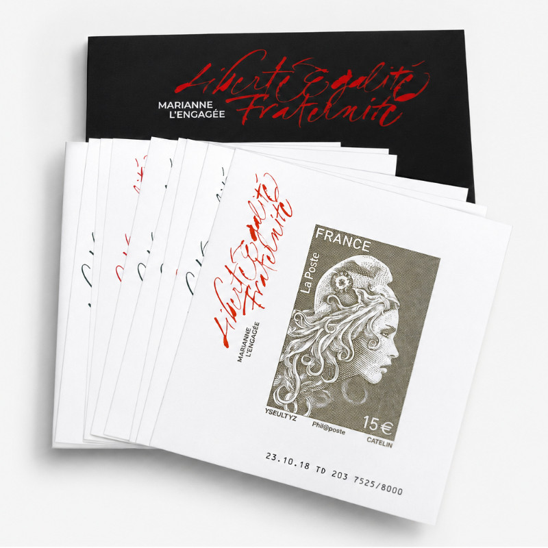 Coffret 10 feuillets de timbres Marianne l'engagée N°4022.