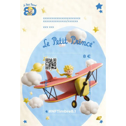 Feuillet crypto NFTimbre8.1 Le Petit Prince et l'avion.