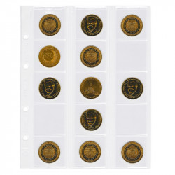 Feuilles numismatiques Optima pour 15 monnaies, médailles, jetons jusqu'à 42 mm.