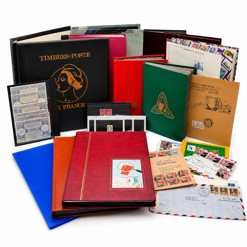 Vrac philatélique de timbres du monde neufs et oblitérés en un carton.