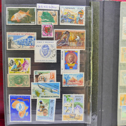 Vrac philatélique de timbres du monde neufs et oblitérés en un carton.