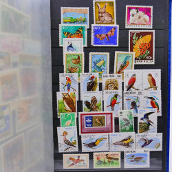 Vrac philatélique de timbres du monde neufs et oblitérés en un carton.