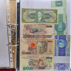 Collection billets de banque tous pays neufs et anciens en un album.