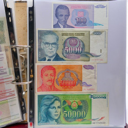 Collection billets de banque tous pays neufs et anciens en un album.
