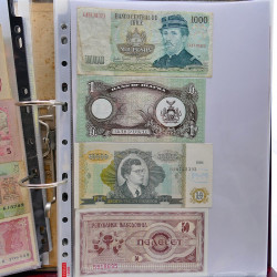 Collection billets de banque tous pays neufs et anciens en un album.