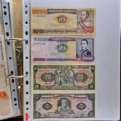 Collection billets de banque tous pays neufs et anciens en un album.