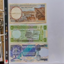 Collection billets de banque tous pays neufs et anciens en un album.