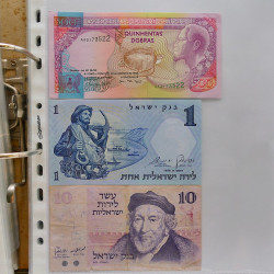 Collection billets de banque tous pays neufs et anciens en un album.