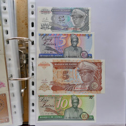 Collection billets de banque tous pays neufs et anciens en un album.