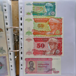 Collection billets de banque tous pays neufs et anciens en un album.