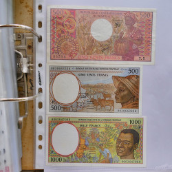 Collection billets de banque tous pays neufs et anciens en un album.
