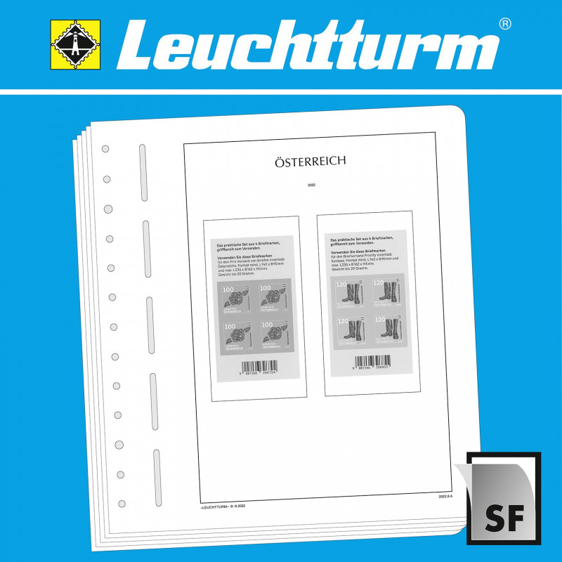 Leuchtturm feuilles préimprimées ensemble de timbres SF Autriche 2025.