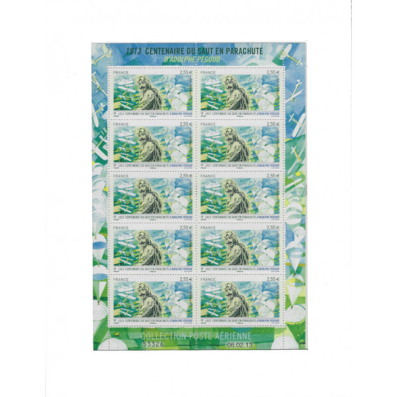 Feuillet 10 timbres Poste aérienne Adolphe Pégoud N°F76a neuf**.
