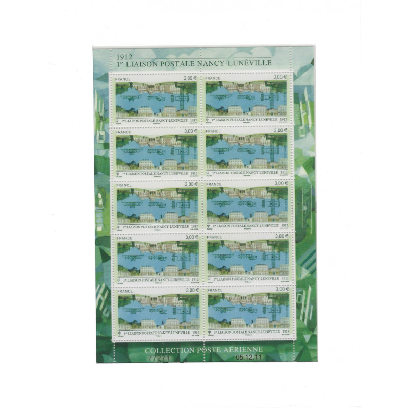 Feuillet 10 timbres Poste aérienne Nancy Lunéville N°F75a neuf**.