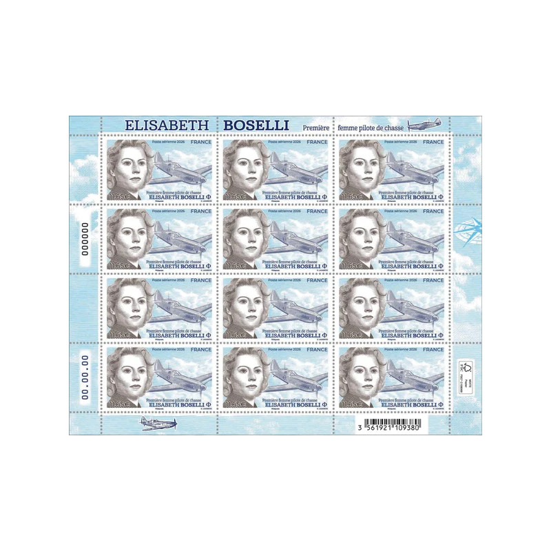 Timbre poste aérienne Elisabeth Boselli en feuillet de France N°FA6 neuf**.