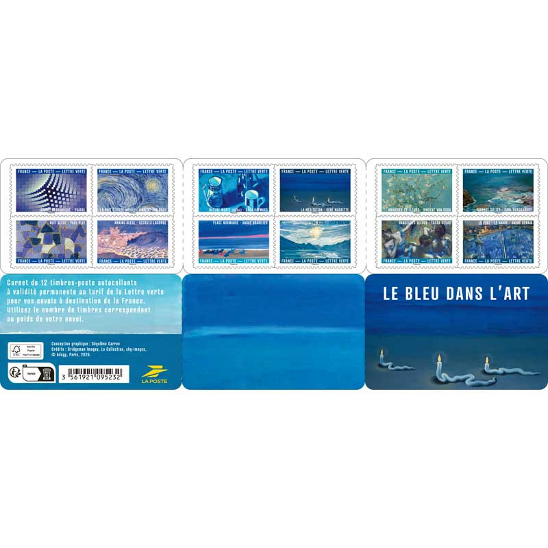 Timbres autoadhésifs de France N°2656-2667, Le bleu dans l'art.