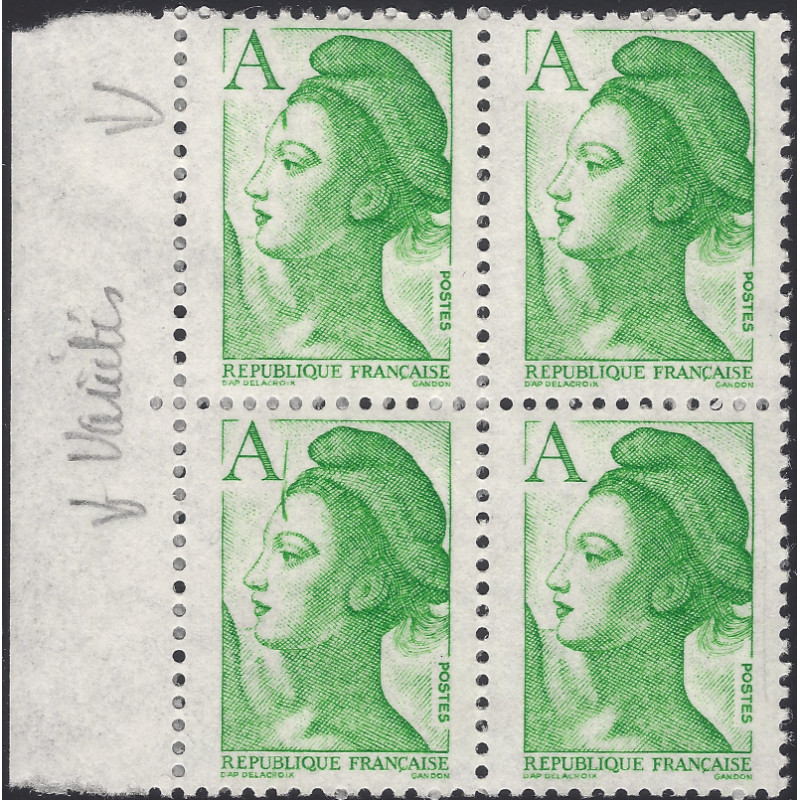 Marianne de Liberté timbre N°2423c variété sans bloc de 4 neuf**.