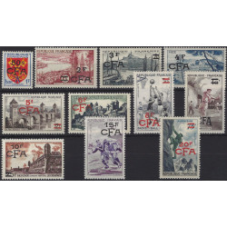 La Réunion surcharge CFA timbres N°320-330 série neuf**.