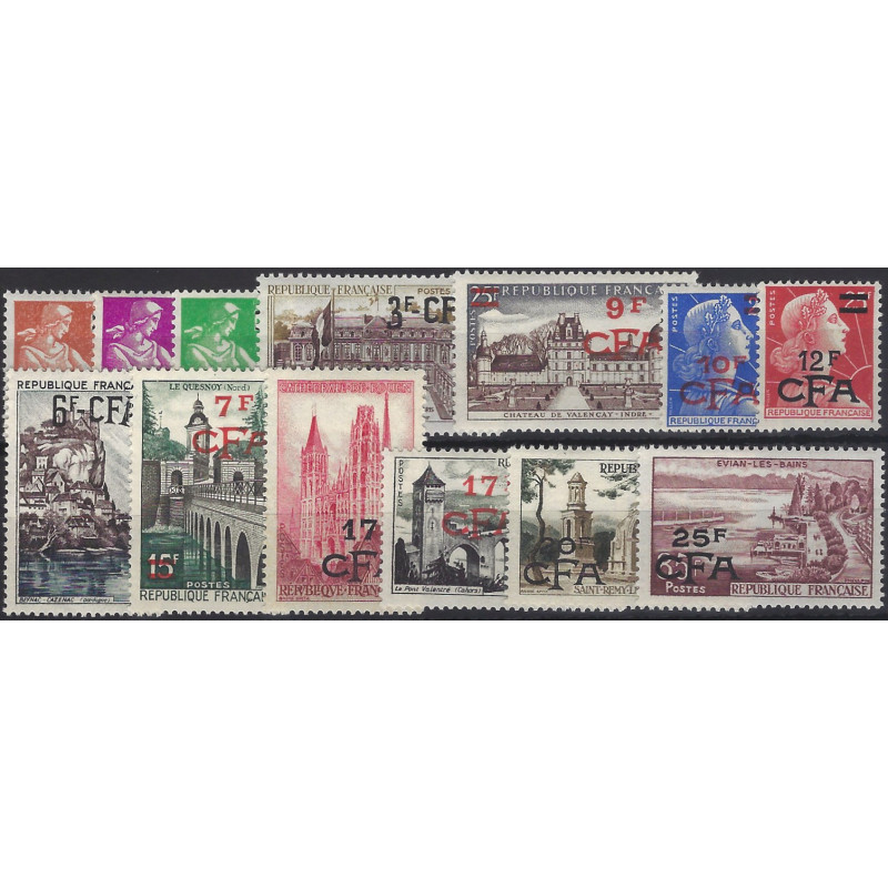 La Réunion surcharge CFA timbres N°331-341 série neuf**.