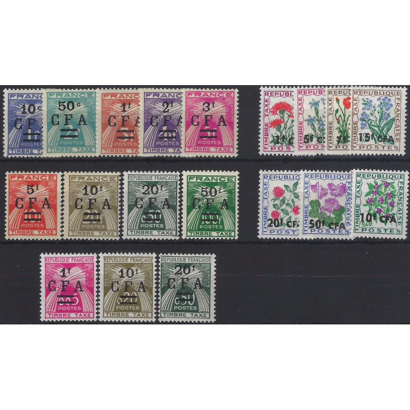 La Réunion timbres taxes surchargés CFA N°36-54 série neuf**.