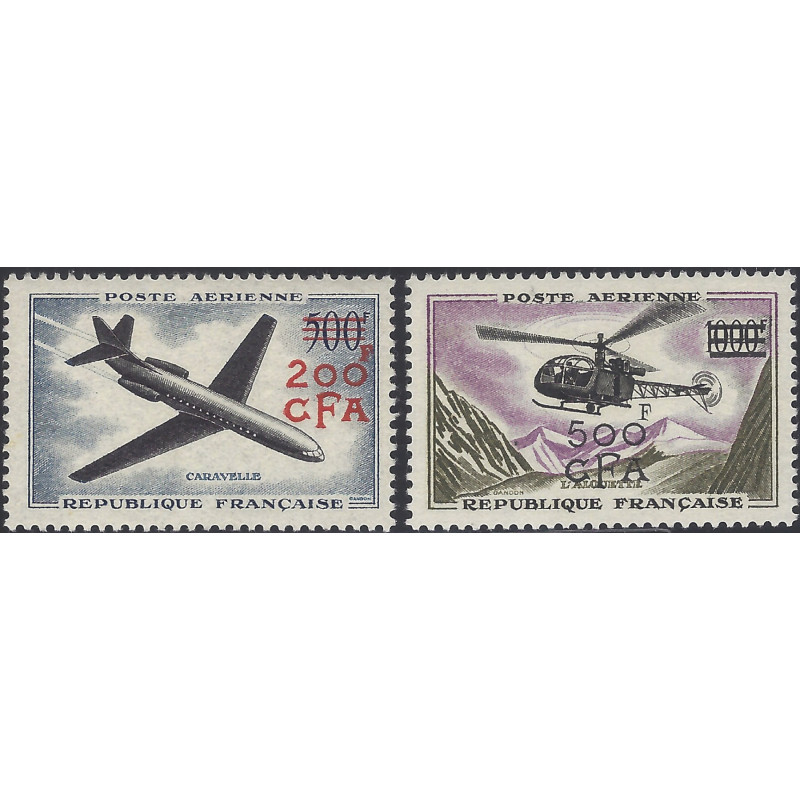 La Réunion série prototypes timbres poste aérienne CFA N°56-57 neuf**.