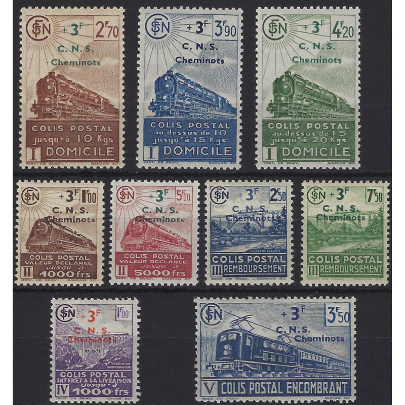 Timbres colis postaux de France N°191-199 série neuf**.