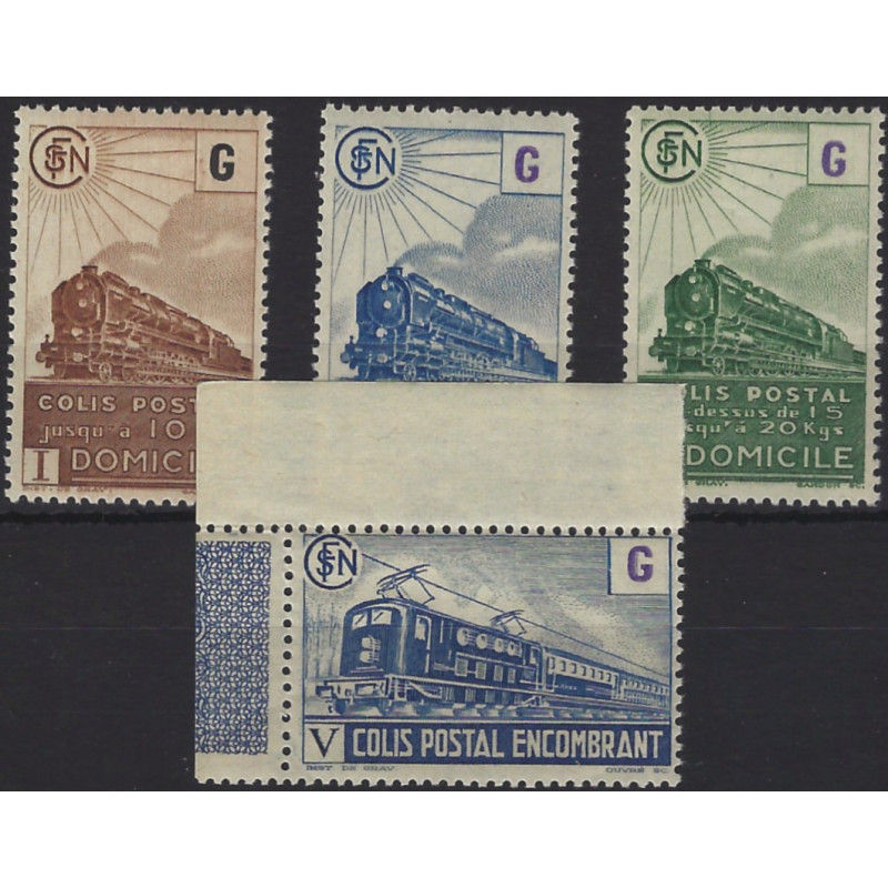 Timbres colis postaux de France N°221B-224 série neuf**.