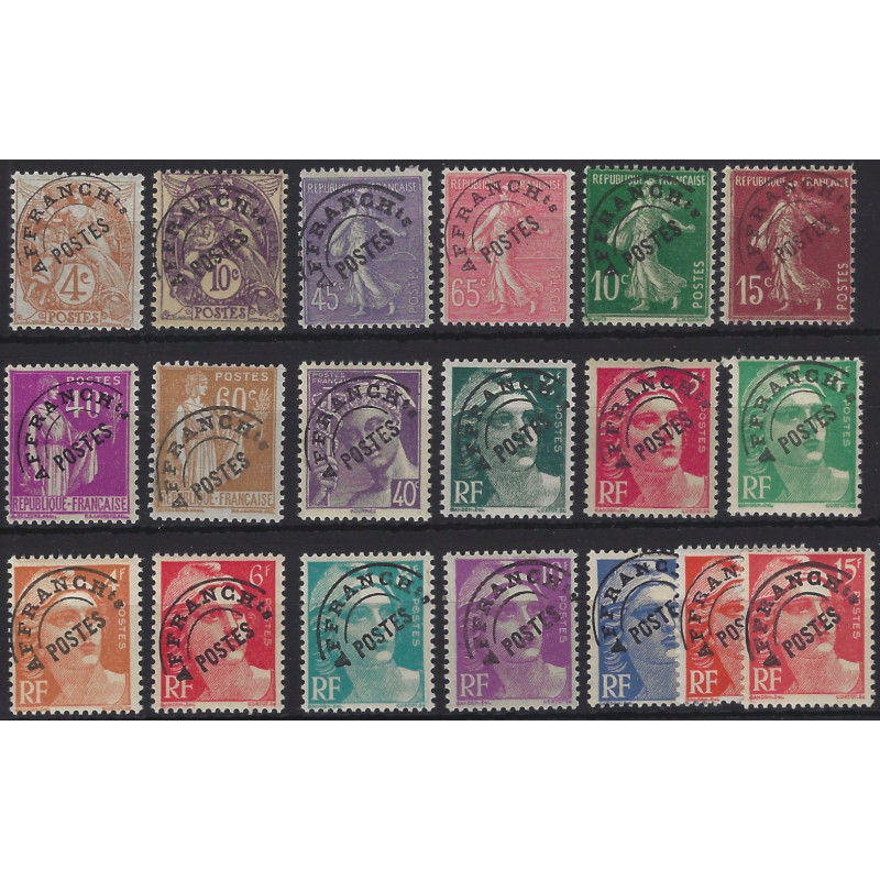 Timbres préoblitérés de France lot de 19 timbres neufs**.