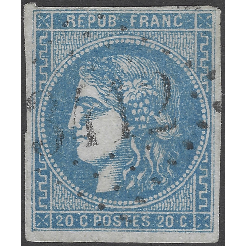 Bordeaux timbre de France N°46Ac bleu gris oblitéré.