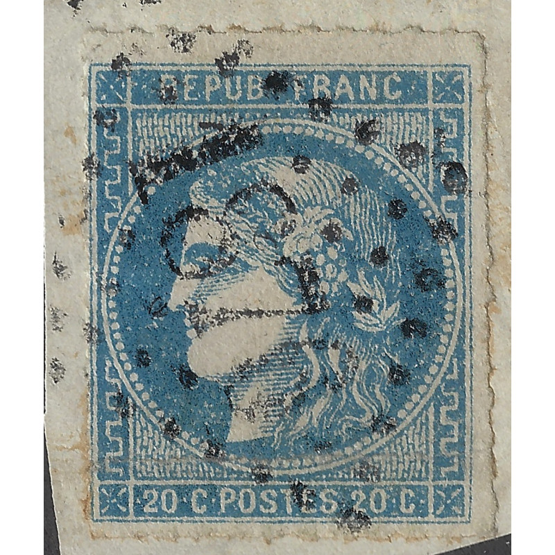 Bordeaux timbre de France N°46B percé en ligne sur fragment.