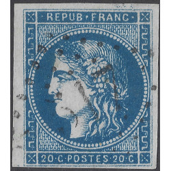 Bordeaux timbre de France N°45Aa bleu foncé oblitéré.